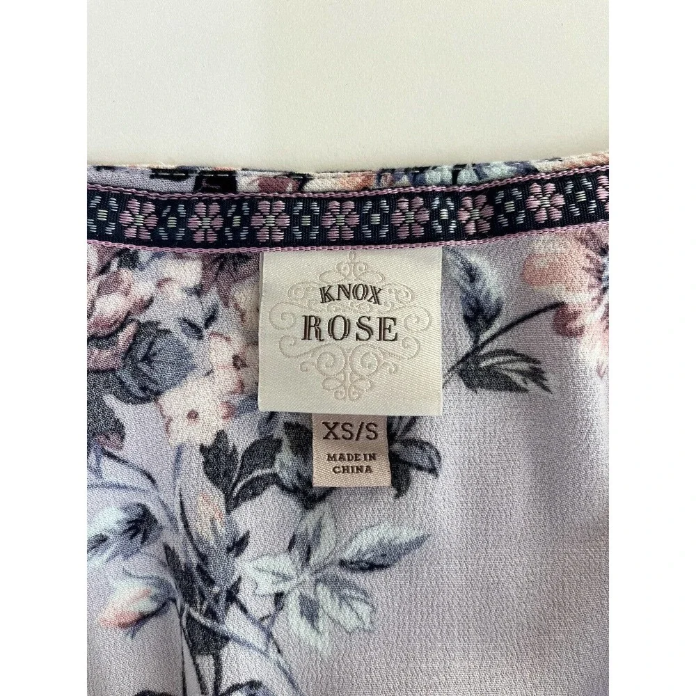 Knox Rose XS/S Cottagecore Boho Shawl Wrap Open Front Kimono Floral Tassels EUC - Picture 3 of 4